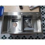 Chậu inox Sơn Hà 2 hộc vuông cân (HM.X.2C.82.2.3)