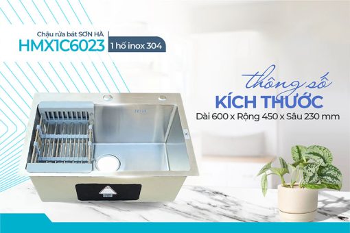 Chậu inox Sơn Hà Luxury Handmade 1 hộc vuông (HM.X.1C.60.2.3) - Ảnh 3