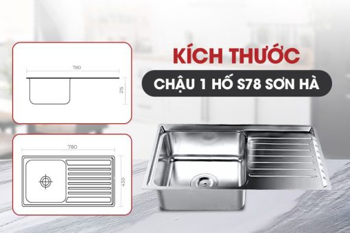 Chậu rửa chén inox Sơn Hà S.78.D.2.3 - Ảnh 2