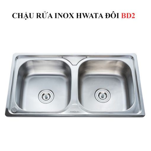 Chậu rửa inox Hwata hai hộc BD2 - Ảnh 1