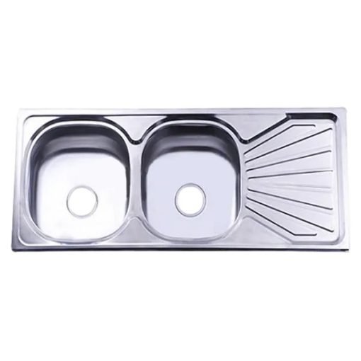 Chậu rửa inox Hwata hai hộc một cánh BDC6 - Ảnh 1