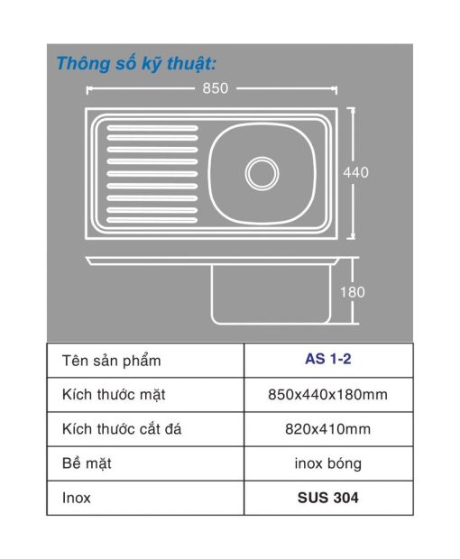 Chậu rửa chén inox Toàn Mỹ AS 1-2 - Ảnh 2