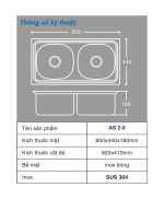 Chậu rửa chén inox Toàn Mỹ AS 2-0 - Ảnh 2